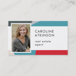 Tarjeta De Visita Fotos geométricas abstractas modernas, código QR