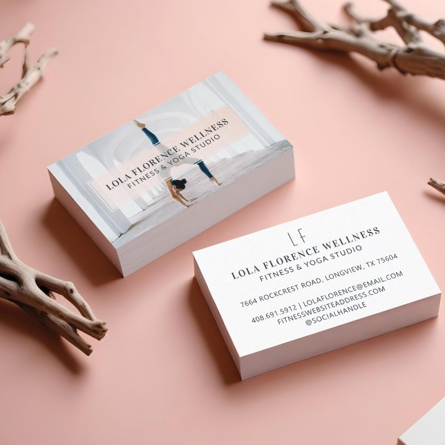 Tarjeta De Visita Fotos mínimas y profesionales Yoga Studio Fitness (Minimal & Professional Photo Yoga Studio Fitness Business Card)