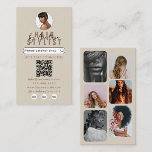 Tarjeta De Visita Fotos neutrales de maquillaje de pelo de salón de 