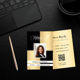 Tarjeta De Visita Fotos notoriales en oro negro agente de firma de p