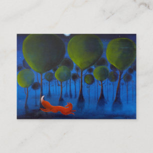 Tarjeta De Visita Fox que corre en arbolado en la noche