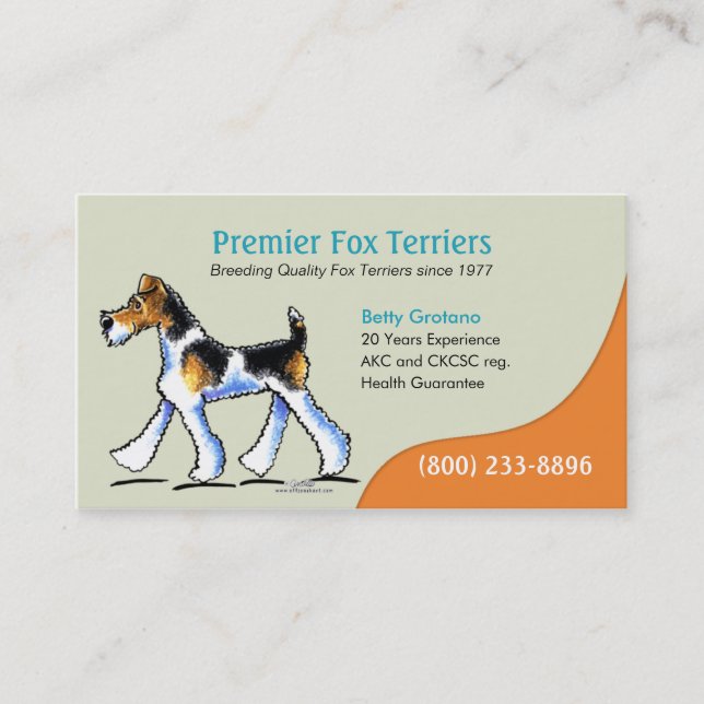Tarjeta De Visita Fox Terrier Perro Breeder Puppy Business (Anverso)