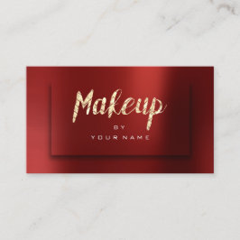 Tarjeta De Visita Foxier Gold Burgundy Typograph Makeup Artist 3D