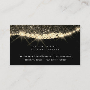 Tarjeta De Visita Foxier Gold Sparkly Diamond Purpurina Glam Black