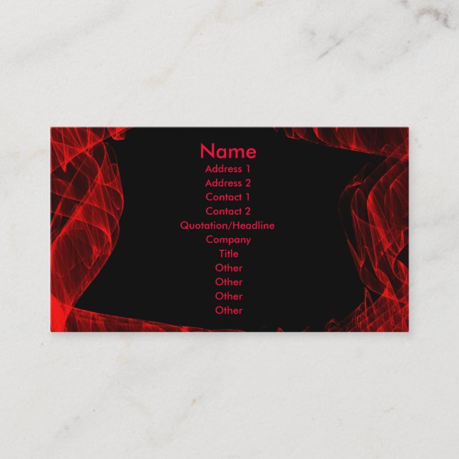 Tarjeta De Visita fractal de llama roja (Anverso)