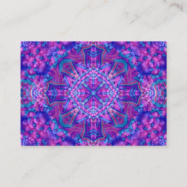 Tarjeta De Visita Fractal Kaleidoscope púrpura y azul (Anverso)