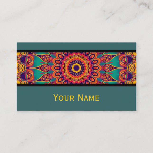 Tarjeta De Visita Fractal Kaleidoscope - tatuaje II + su texto (Anverso)