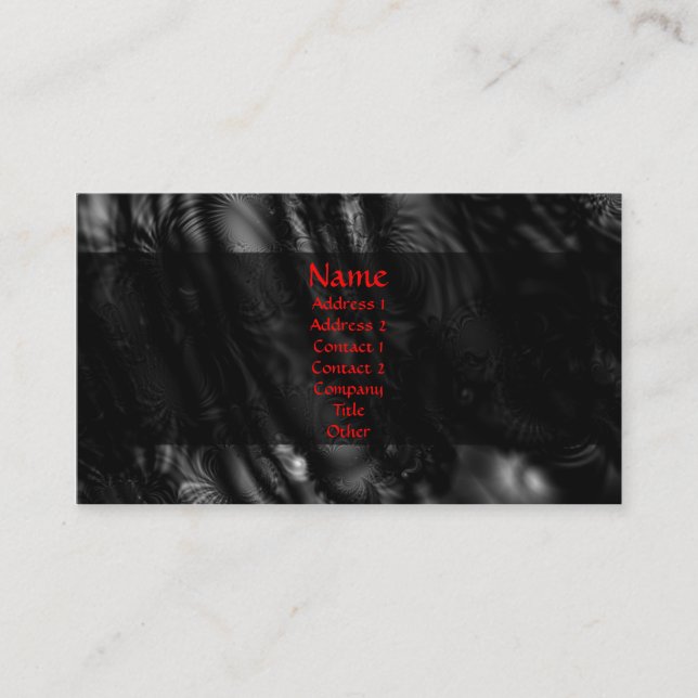 Tarjeta De Visita Fractal negro del cordón (Anverso)