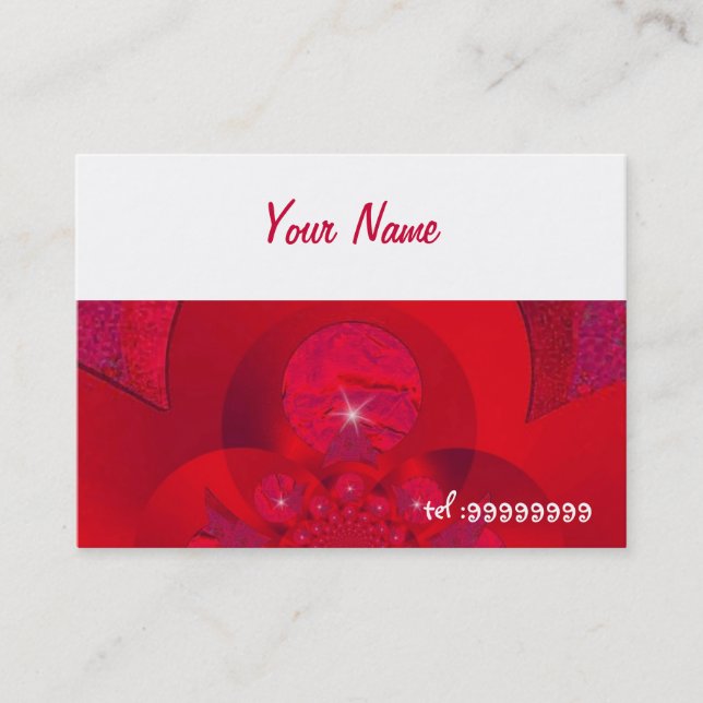 Tarjeta De Visita fractal rojo con destello (Anverso)