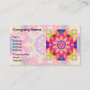 Tarjeta De Visita Fractal rosa y amarillo Kaleidoscopio