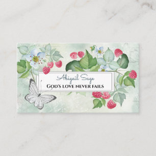 Tarjeta De Visita Frambuesas y flores rojas de bonito, Inspiradoras