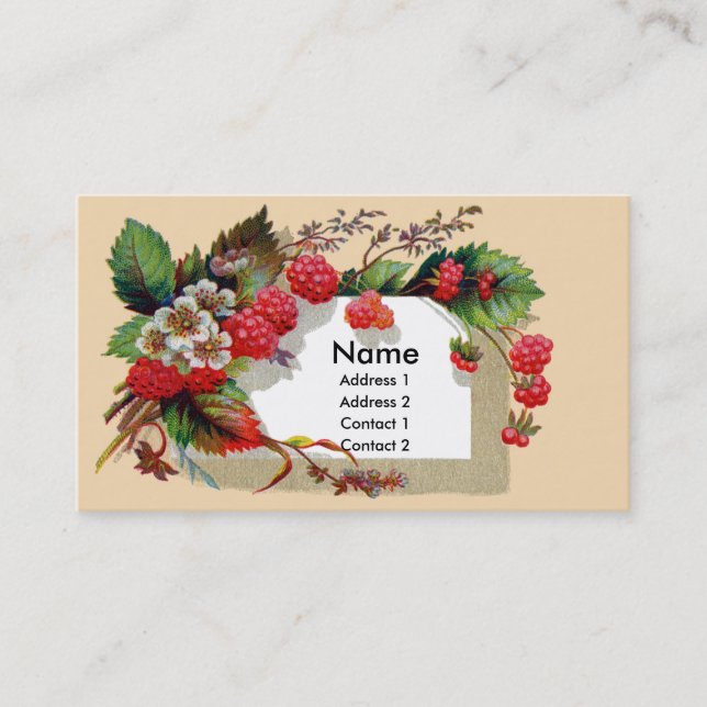 Tarjeta De Visita Frambuesas y Victorian de los flores (Anverso)