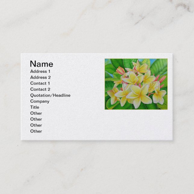 Tarjeta De Visita Frangipani hawaiano (Anverso)