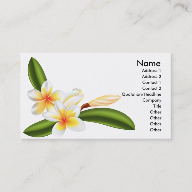 Tarjeta De Visita frangipani o flor del plumeria (Anverso)
