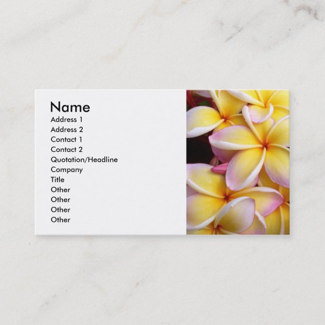 Tarjeta De Visita Frangipani - Plumeria (Anverso)