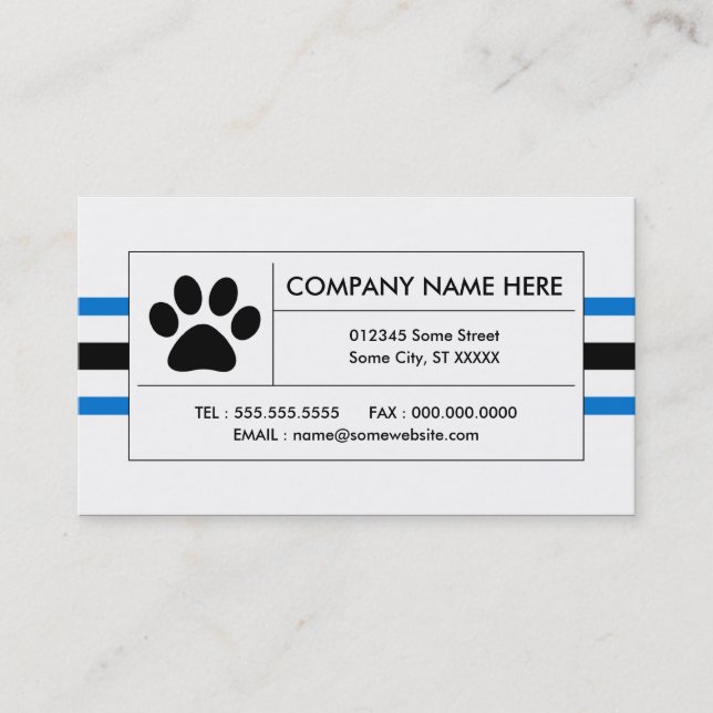 Tarjeta De Visita franjas de pezuña mascota (Anverso)