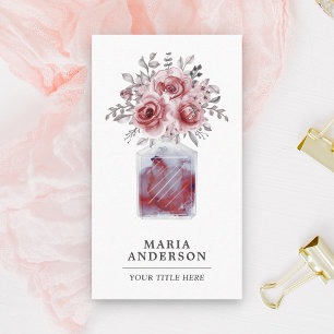 Tarjeta De Visita Frasco de Perfume de Floral de color Rojo Rústico