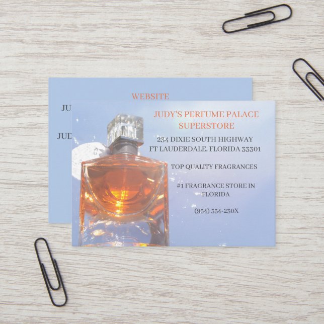 Tarjeta De Visita Frasco de Perfume de Tienda/Fabricante/Diseño (Anverso/Reverso In Situ)