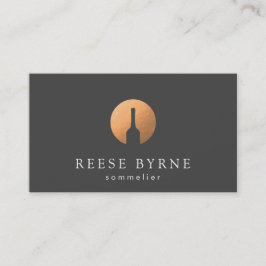 Tarjeta De Visita Frasco de vino Guay Faux Copper Gray sumiller