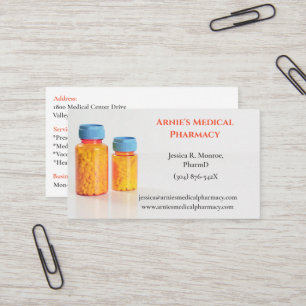 Tarjeta De Visita Frascos de Naranja blanco RX Píldoras Farmacéutica