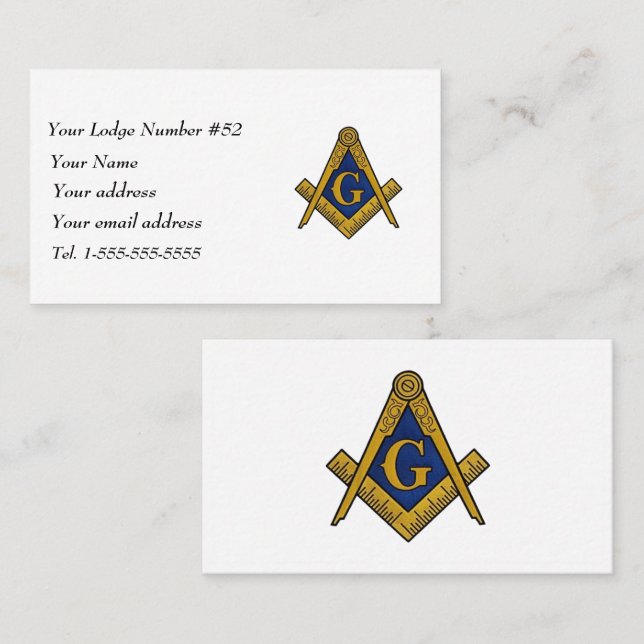 Tarjeta De Visita Freemason Freemasonry Symbol Masonic Black (Anverso / Reverso)