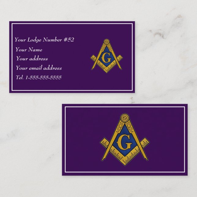 Tarjeta De Visita Freemason Freemasonry Symbol Masonic Purple (Anverso / Reverso)