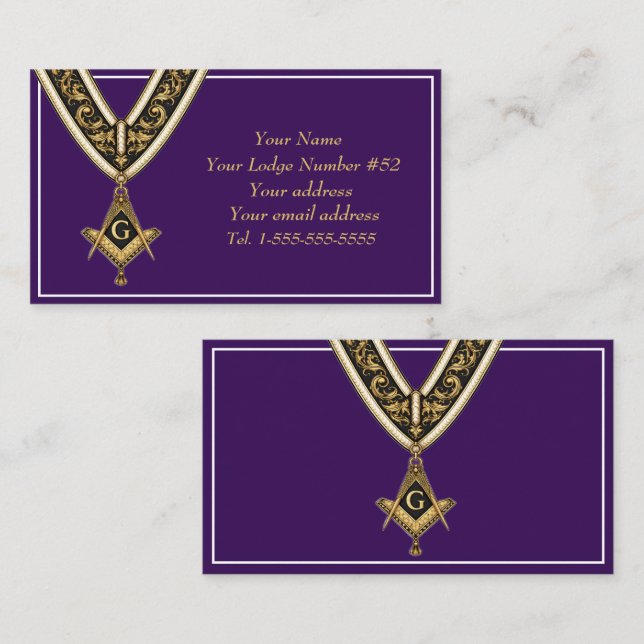Tarjeta De Visita Freemason Freemasonry Symbol Masonic Purple Gold (Anverso / Reverso)