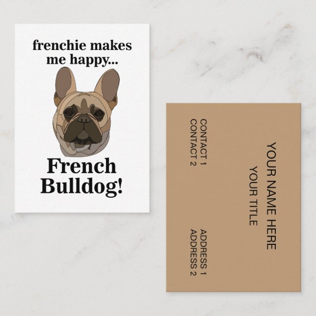Tarjeta De Visita French Bulldog Face Frenchie Dog Groomer (Anverso / Reverso)