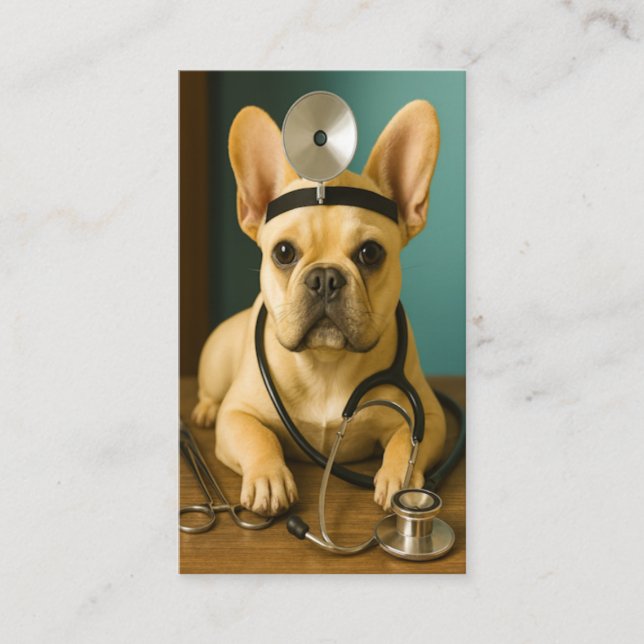 Tarjeta De Visita French Bulldog Vet Doctor Cute Puppy Business Card (Anverso)