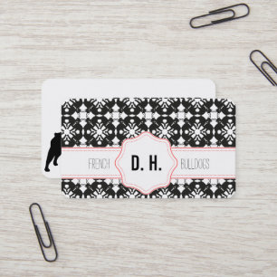 Tarjeta De Visita French Bulldogs Black and Pink