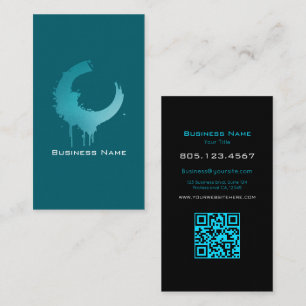 Tarjeta De Visita Frente Verde Azul con Remolino de Gradiente Blanco
