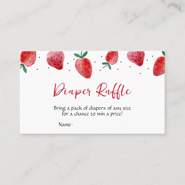 Tarjeta De Visita Fresa Baby Shower Diaper Raffle (Anverso)