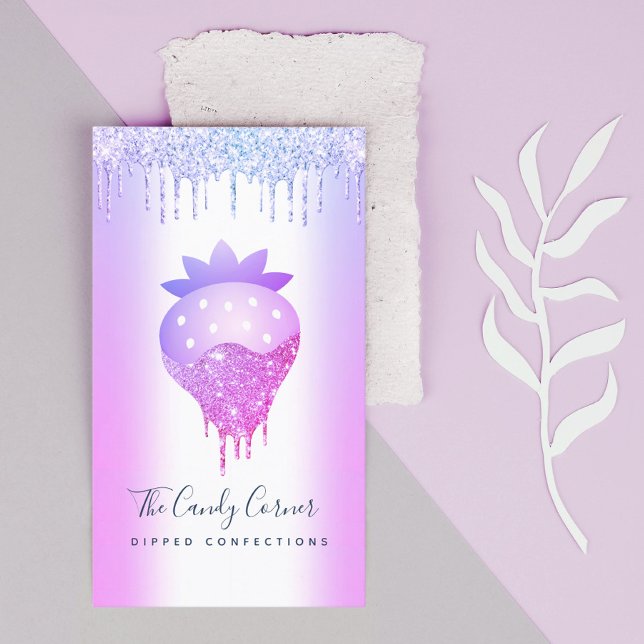 Tarjeta De Visita Fresa chocolate Confección Perforaciones Moradas (Subido por el creador)