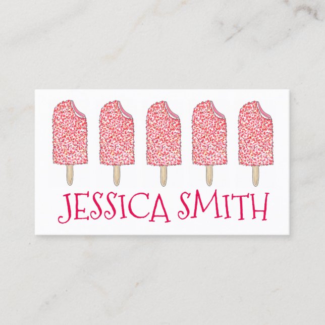 Tarjeta De Visita Fresa Eclair Helado Crema Popsicles Pink Foodicles (Anverso)