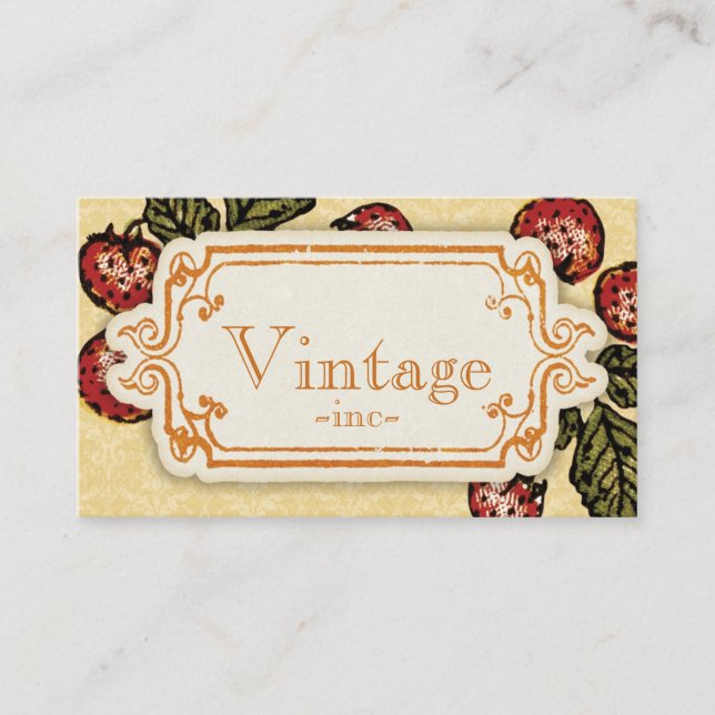 Tarjeta De Visita Fresa retro vintage (Anverso)