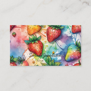 Tarjeta De Visita Fresas abstractas arcoíris