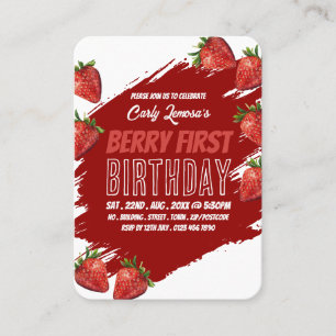 Tarjeta De Visita Fresas, boletos para el primer cumpleaños de Berry