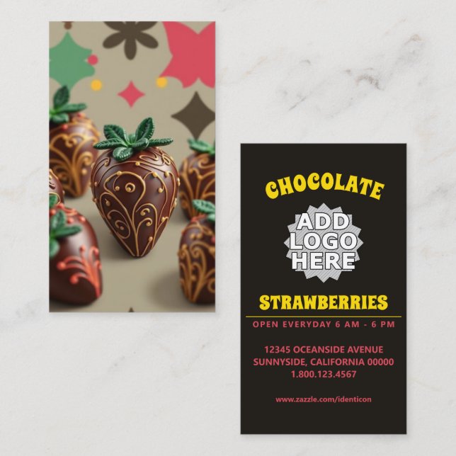 Tarjeta De Visita fresas con chocolate (Anverso / Reverso)