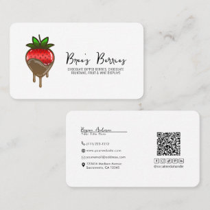 Tarjeta De Visita Fresas con Chocolate Cubiertas de Chocolate