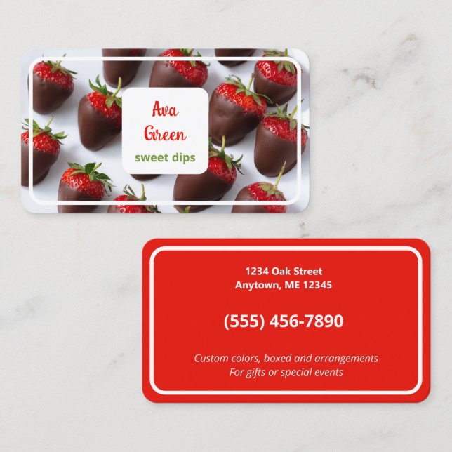 Tarjeta De Visita Fresas cubiertas de chocolate (Anverso / Reverso)