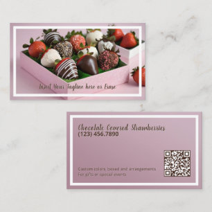 Tarjeta De Visita Fresas de Chocolate QR