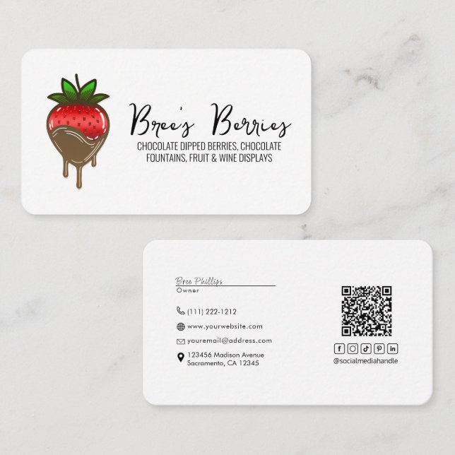 Tarjeta De Visita Fresas de fresa de fresa con cubierta de chocolate (Anverso / Reverso)