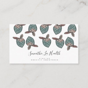 Tarjeta De Visita Fresas Doodle Acuarela Rosa Azul