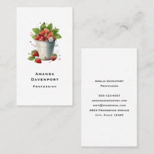 Tarjeta De Visita Fresas Frescas Recogidas en un Cubo