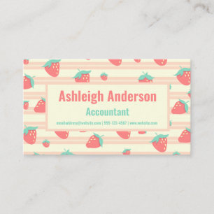 Tarjeta De Visita Fresas rosas dulces y crema