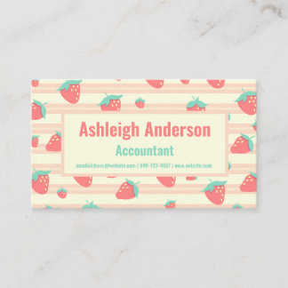 Tarjeta De Visita Fresas rosas dulces y crema