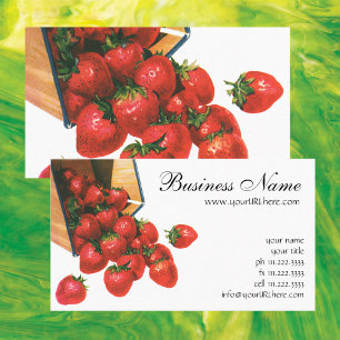 Tarjeta De Visita Fresas Vintage en Cesta, Comida Frutas Bayas