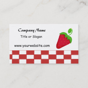Tarjeta De Visita Fresas y cheques rojos y blancos