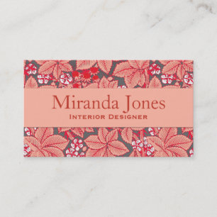 Tarjeta De Visita Fresas y hojas, naranja coralino de Nouveau del