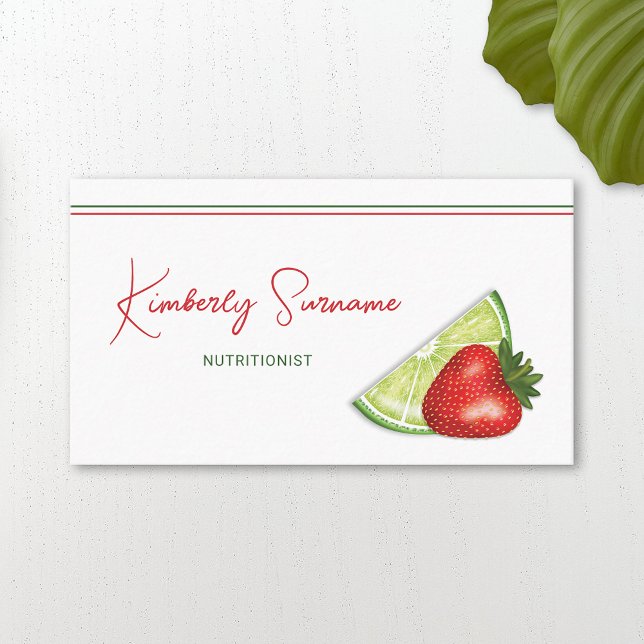 Tarjeta De Visita Fresas Y Trozos De Frutos De Cal Nutricionistas (Subido por el creador)